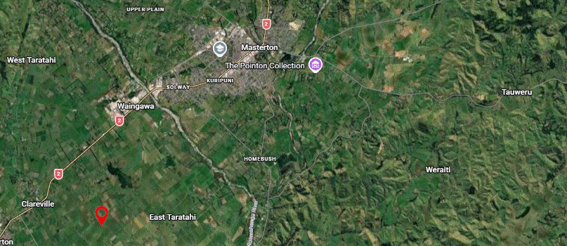 Site location map — East Taratahi, Wairarapa